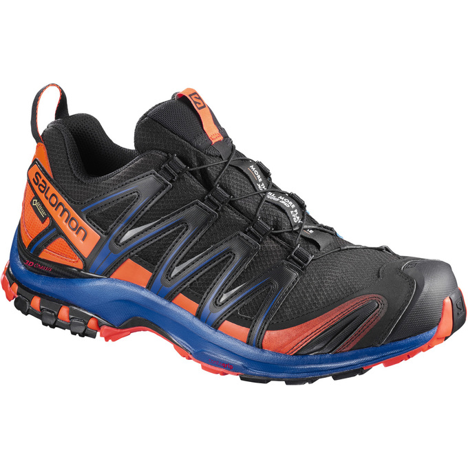 Salomon Singapore Mens Trail Running Shoes - XA PRO 3D GTX® LTD Black/Orange/Blue | 72358-MHSC